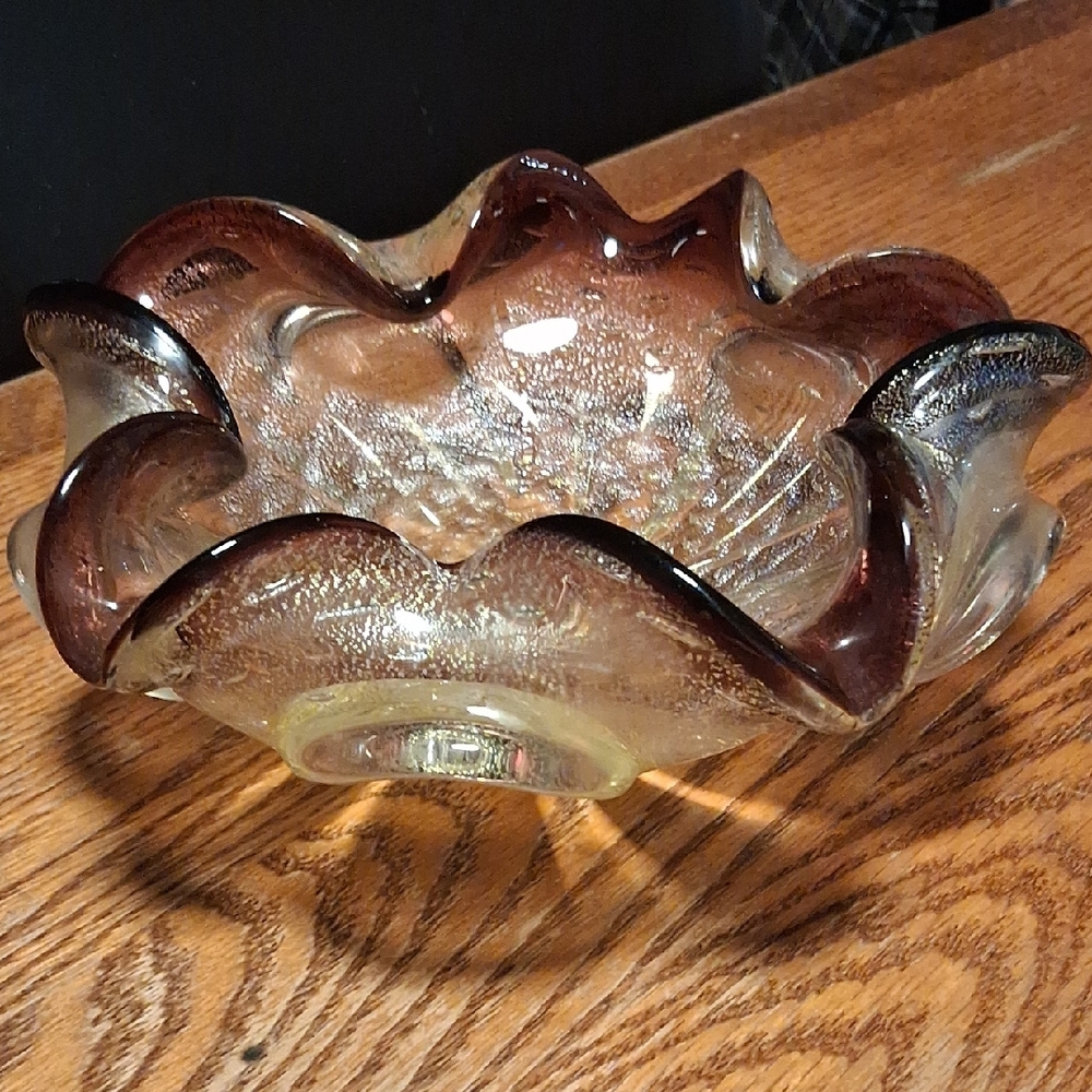 Vintage MURANO Art Glass BAROVIER & TOSO Candy Dish Bowl / MCM